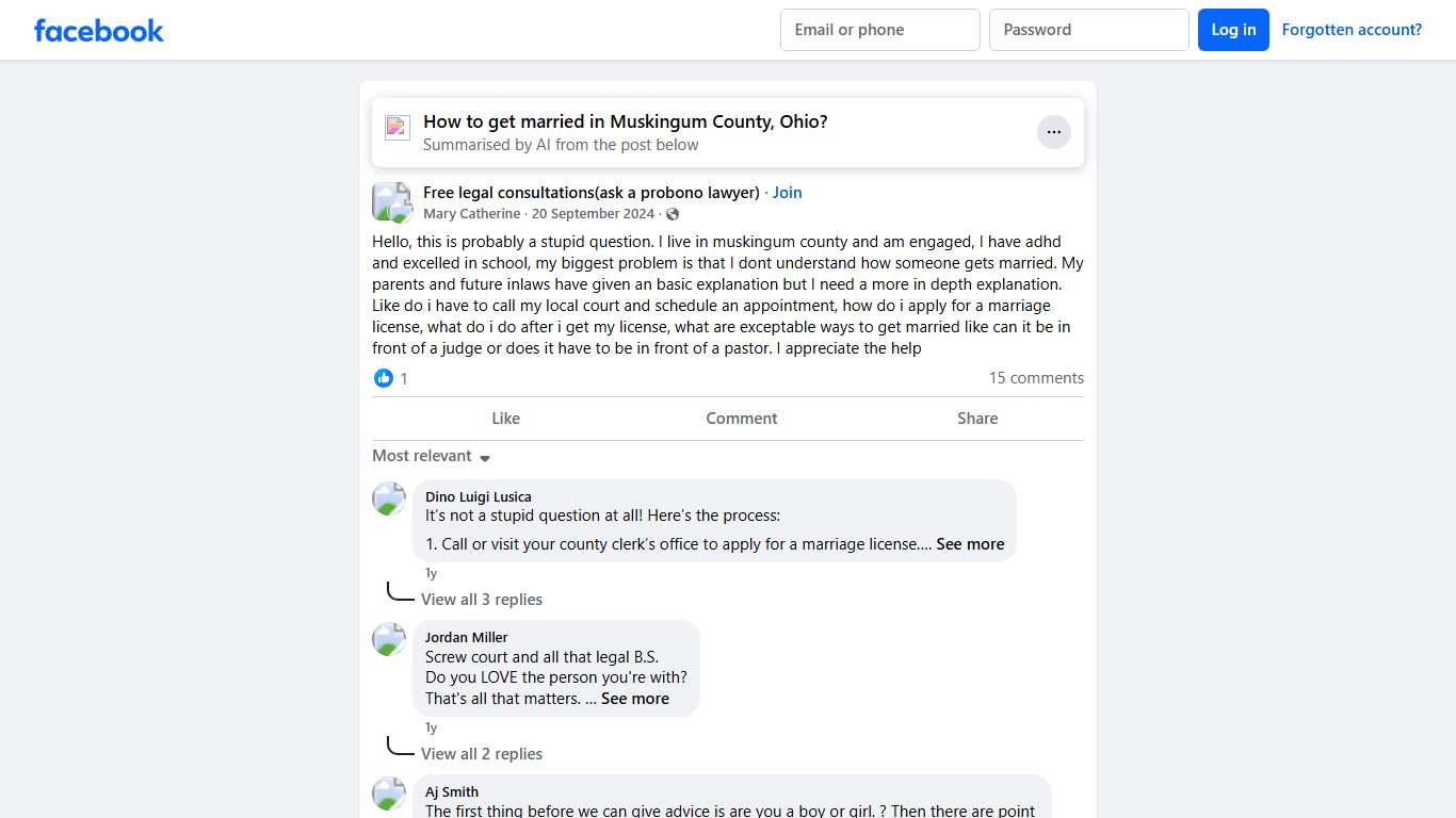 Free legal consultations(ask a probono lawyer) Hello, this is probably a stupid question Facebook
